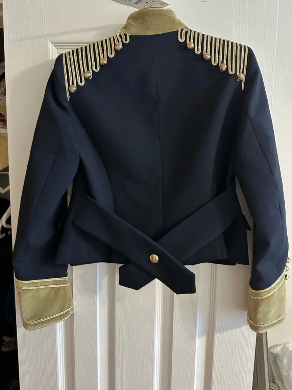 Zara limited edition Black Military-Style Blazer with Gold Trim. - Picture 5 of 12